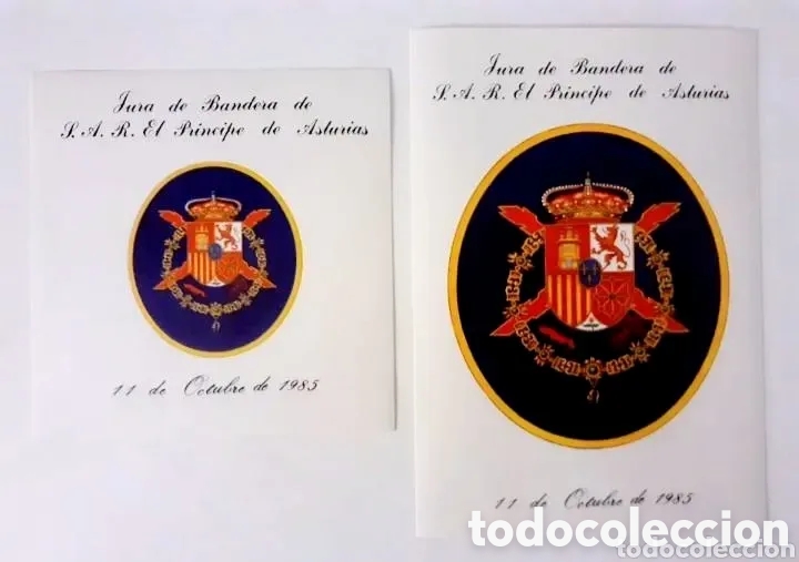 Pegatinas de colecci&oacute;n: Dos pegatinas con el escudo de la Casa Real de la Jura de Bandera de S.A.R Pr&iacute;ncipe Asturias 1985