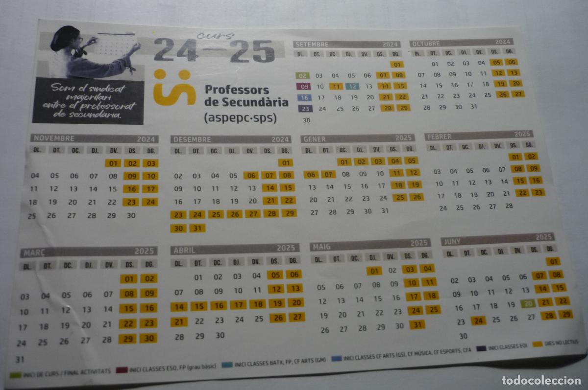 Pegatinas de colecci&oacute;n: PEGATINA SINDICAL CALENDARIO,.PROFESORES SECUNDARIA 24-25