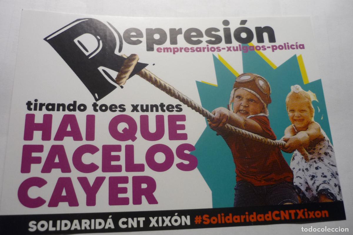 Pegatinas de colecci&oacute;n: pegatina sindical cnt asturiana represion