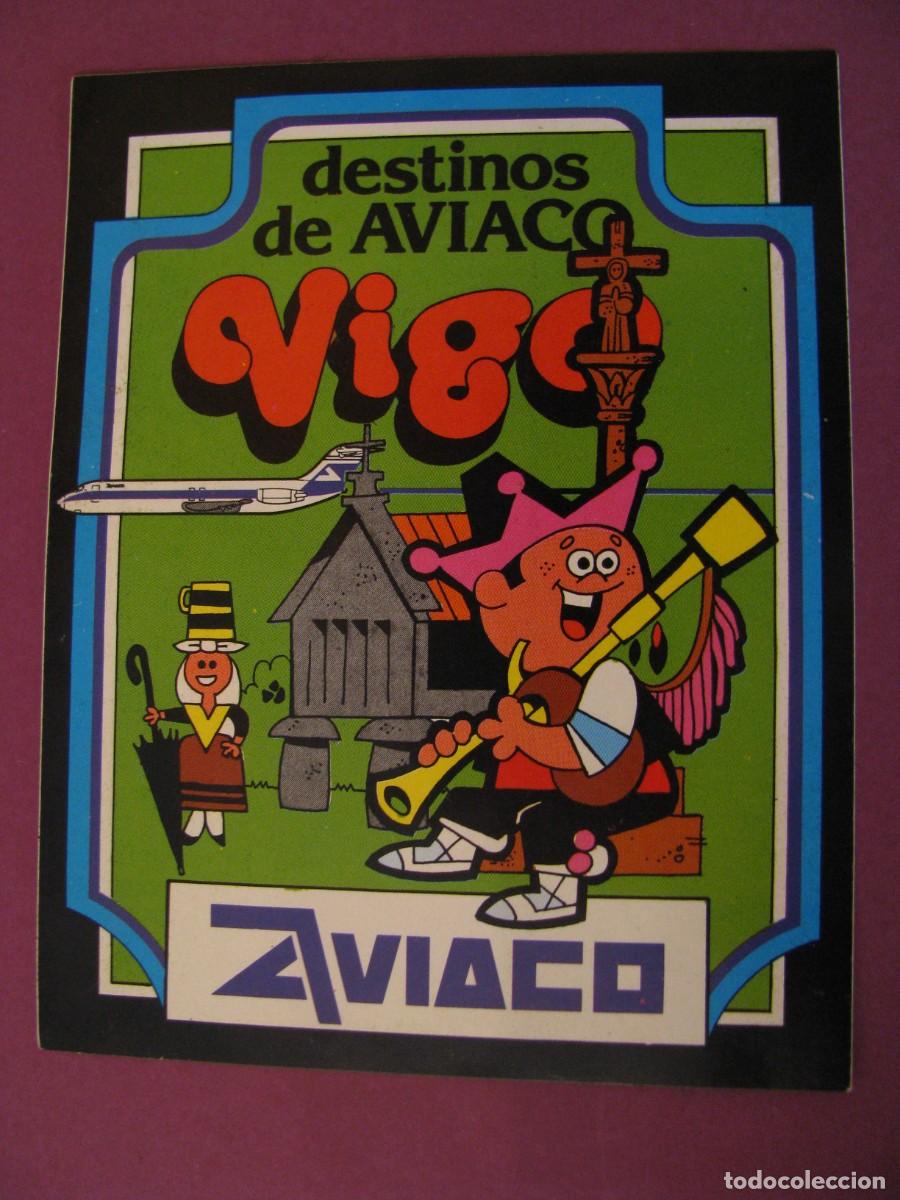 Pegatinas de colecci&oacute;n: PEGATINA, AVIACO, DESTINOS DE AVIACO: VIGO. 12,5X9,5 CM.