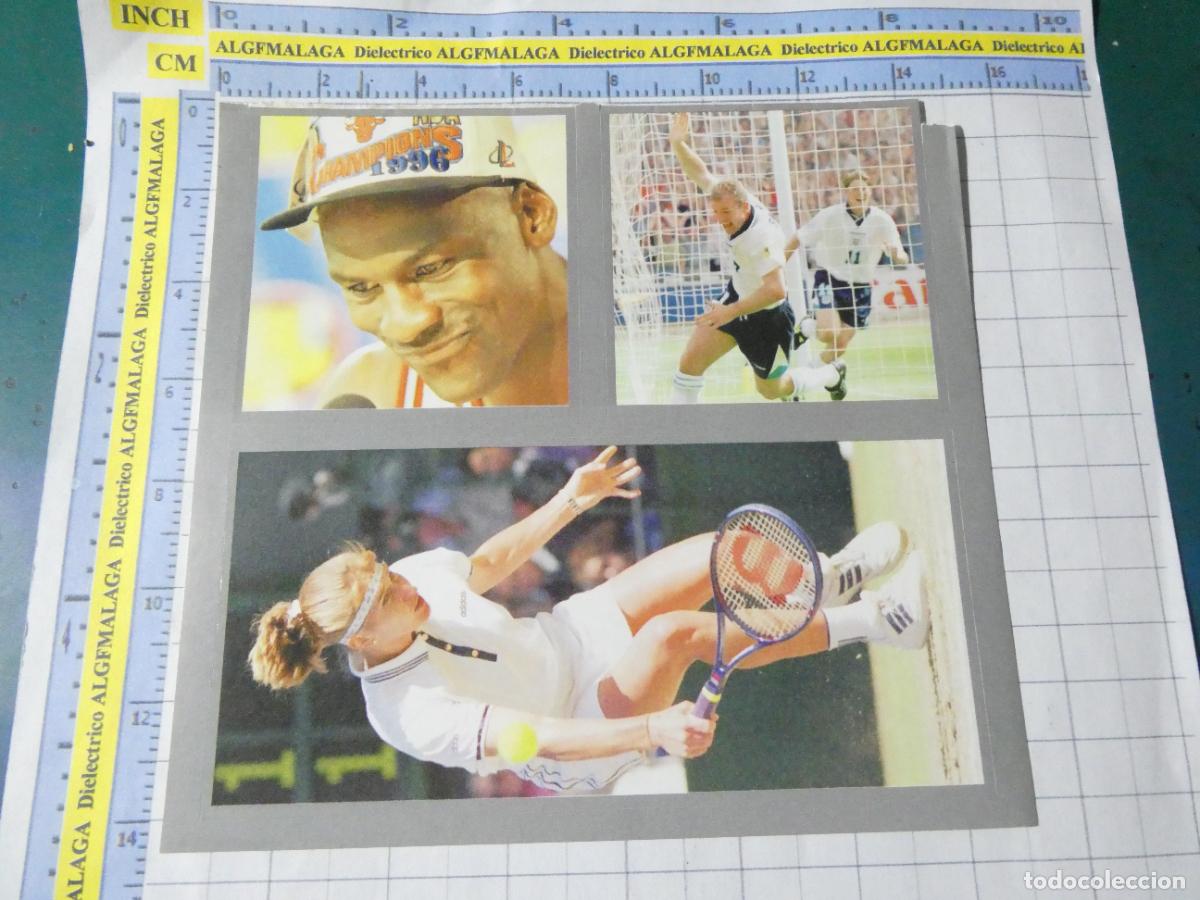 Pegatinas de colecci&oacute;n: 3 PEGATINAS DE DEPORTES. MICHAEL JORDAN CAMPE&Oacute;N NBA 1996 CHICAGO BULLS. TENIS STEFFI GRAFF