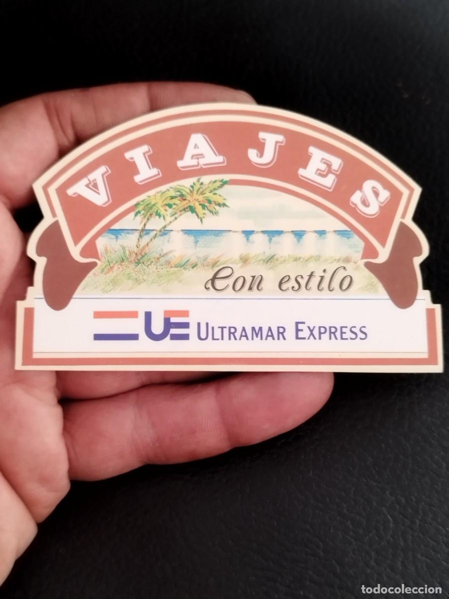 Pegatinas de colecci&oacute;n: Pegatina, adhesivo publicitario. Viajes Ultramar Express con un paisaje tropical.