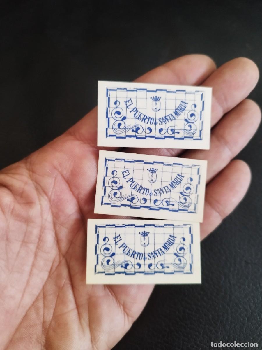 Pegatinas de colecci&oacute;n: 3 Peque&ntilde;a pegatinas, adhesivo. El Puerto de Santa Mar&iacute;a. Simula azulejos andaluz y escudo de Jerez.