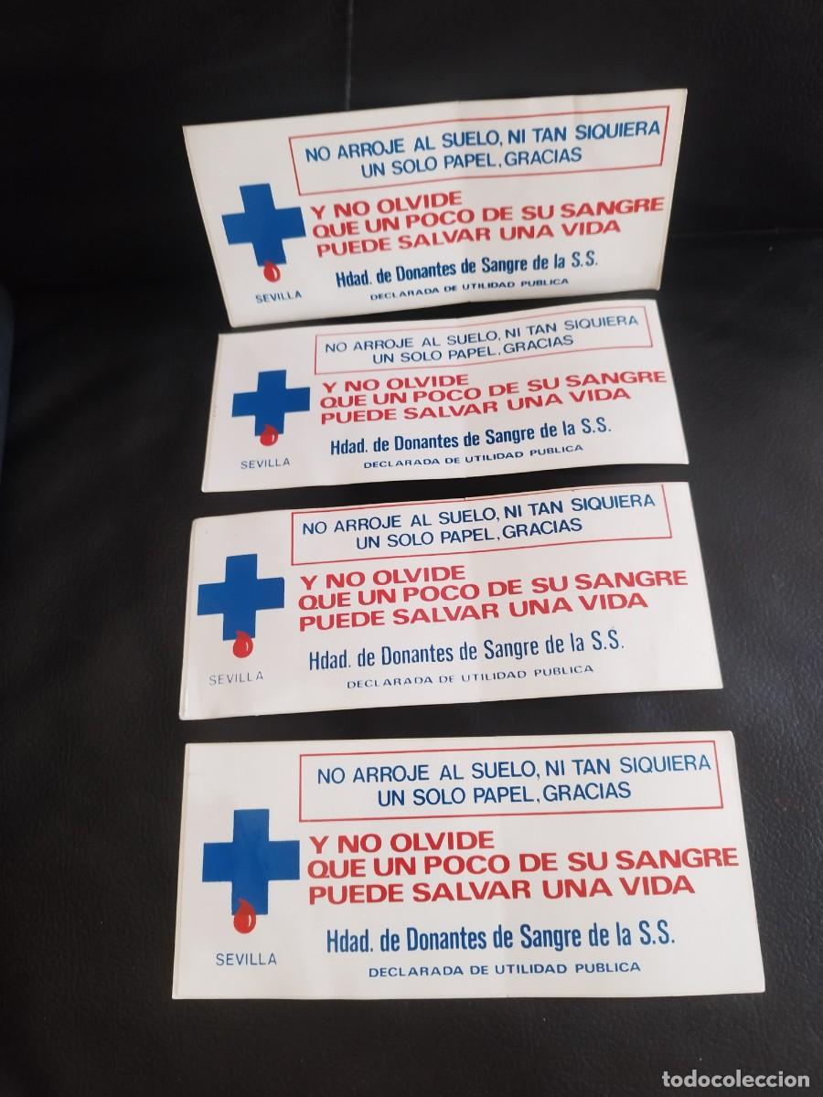 Pegatinas de colecci&oacute;n: 4 pegatinas grandes, adhesivos de la Hermandad de Donantes de Sangre de Sevilla,