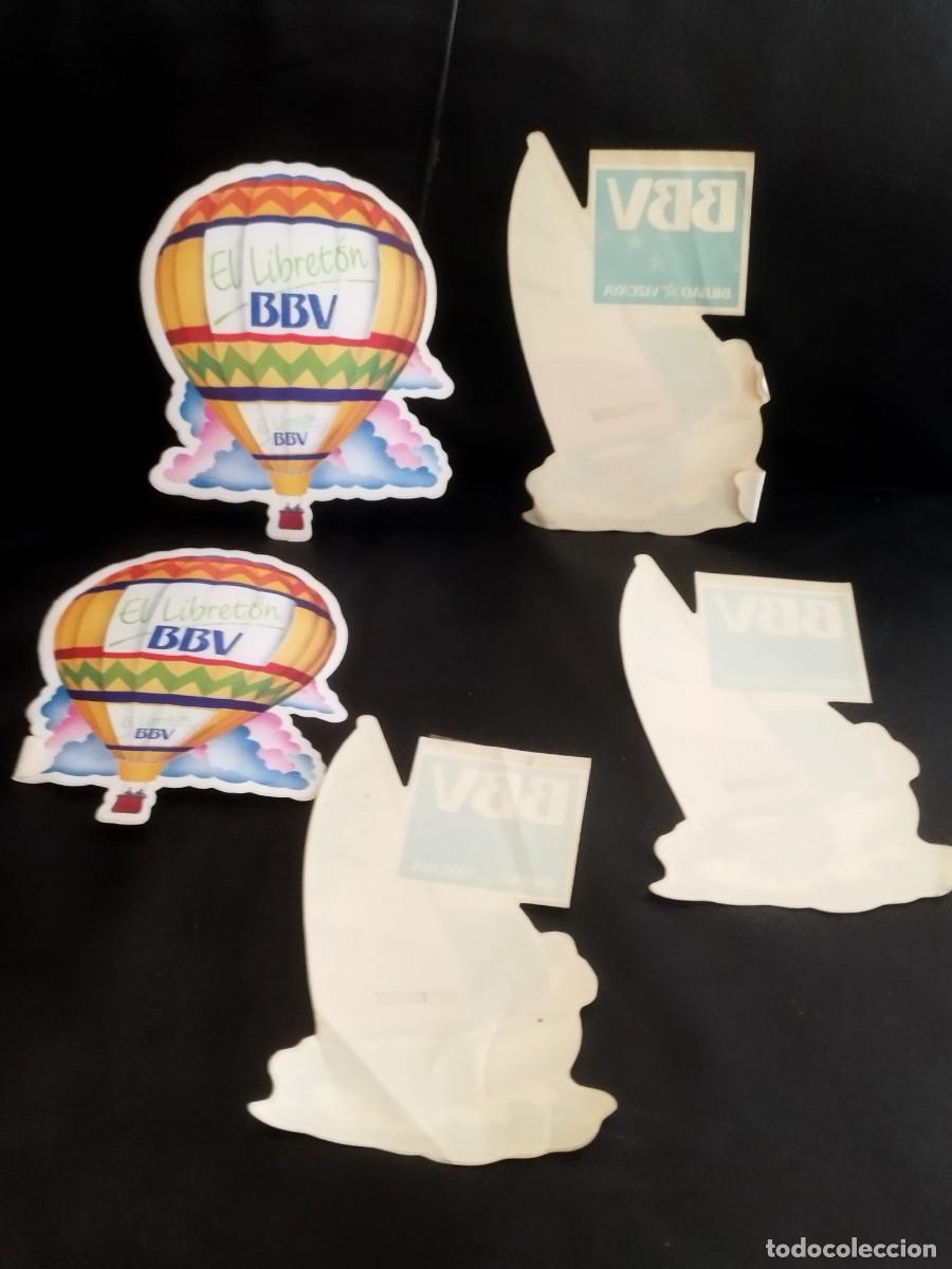 Pegatinas de colecci&oacute;n: 5 Pegatinas, adhesivos de publicidad Banco Bilbao Vizcaya. BBV. Globo aerost&aacute;tico, barco velero.