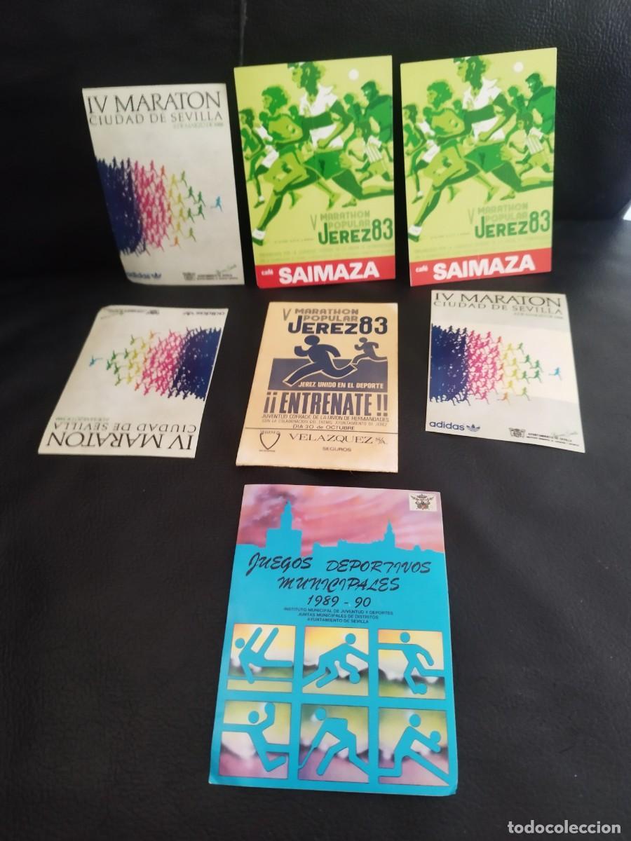Pegatinas de colecci&oacute;n: 7 pegatinas, adhesivos v maraton jerez 83. Deportes sevilla. Andaluc&iacute;a. Alguna adhesivo da&ntilde;ado.