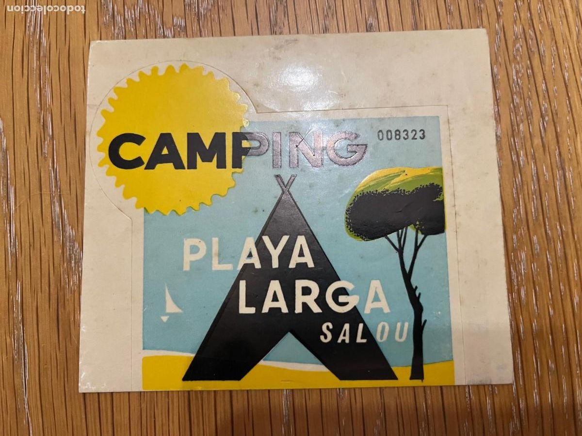 Pegatinas de colecci&oacute;n: Adhesivo Camping Playa Larga Salou Tarragona 11x10 ctms.