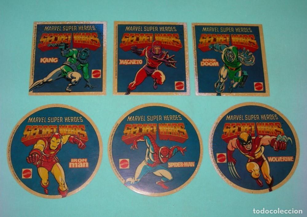 Pegatinas de colecci&oacute;n: 6 PEGATINAS SECRET WARS DE MATTEL A&Ntilde;O 1984 - MARVEL SUPER HEROES - SPIDERMAN KANG IRON MAN LOBEZNO -