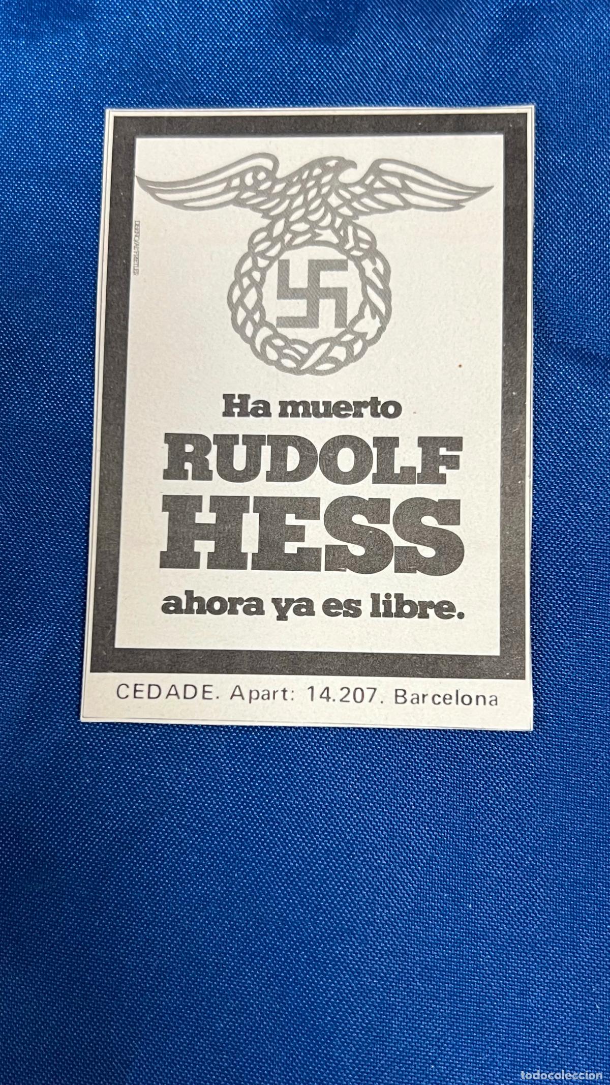 Autocollants de collection: Pegatina nazi de un corresponsal de CEDADE - propaganda Nacional socialista - rudolf hess