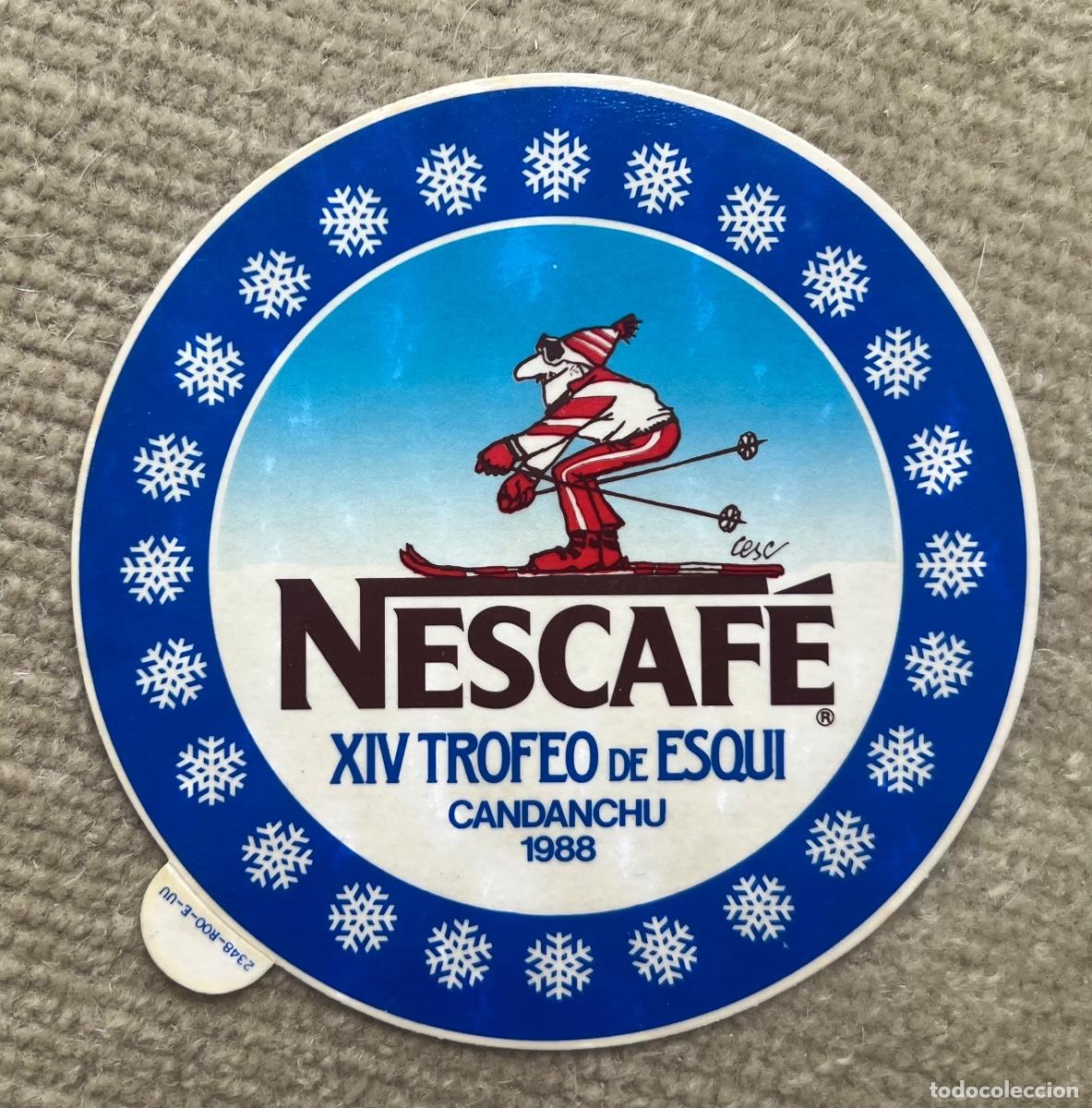 Pegatinas de colecci&oacute;n: Pegatina Nescaf&eacute; - XIV Trofeo de Esqu&iacute; - Candanch&uacute;, 1988
