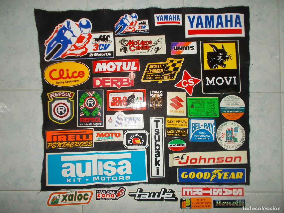 Pegatinas de colecci&oacute;n: Lote de 38 Pegatina Antigua de Motos: Repsol Pirelli Yamaha Derbi Etc. Motociclismo Motor Moto