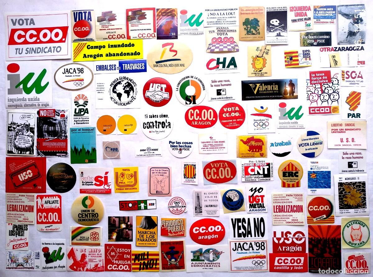 Autocolantes de cole&ccedil;&atilde;o: 90 PEGATINAS, POL&Iacute;TICAS Y REIVINDICATIVAS.