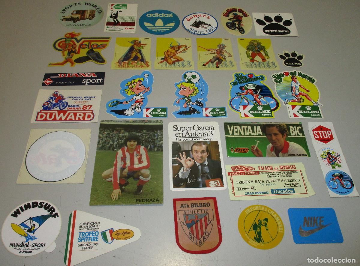 Pegatinas de colecci&oacute;n: lote pegatinas postal entrada escudo tela tema deportes KELME ADIDAS PAREDES NIKE PEDRAZA.... 80's