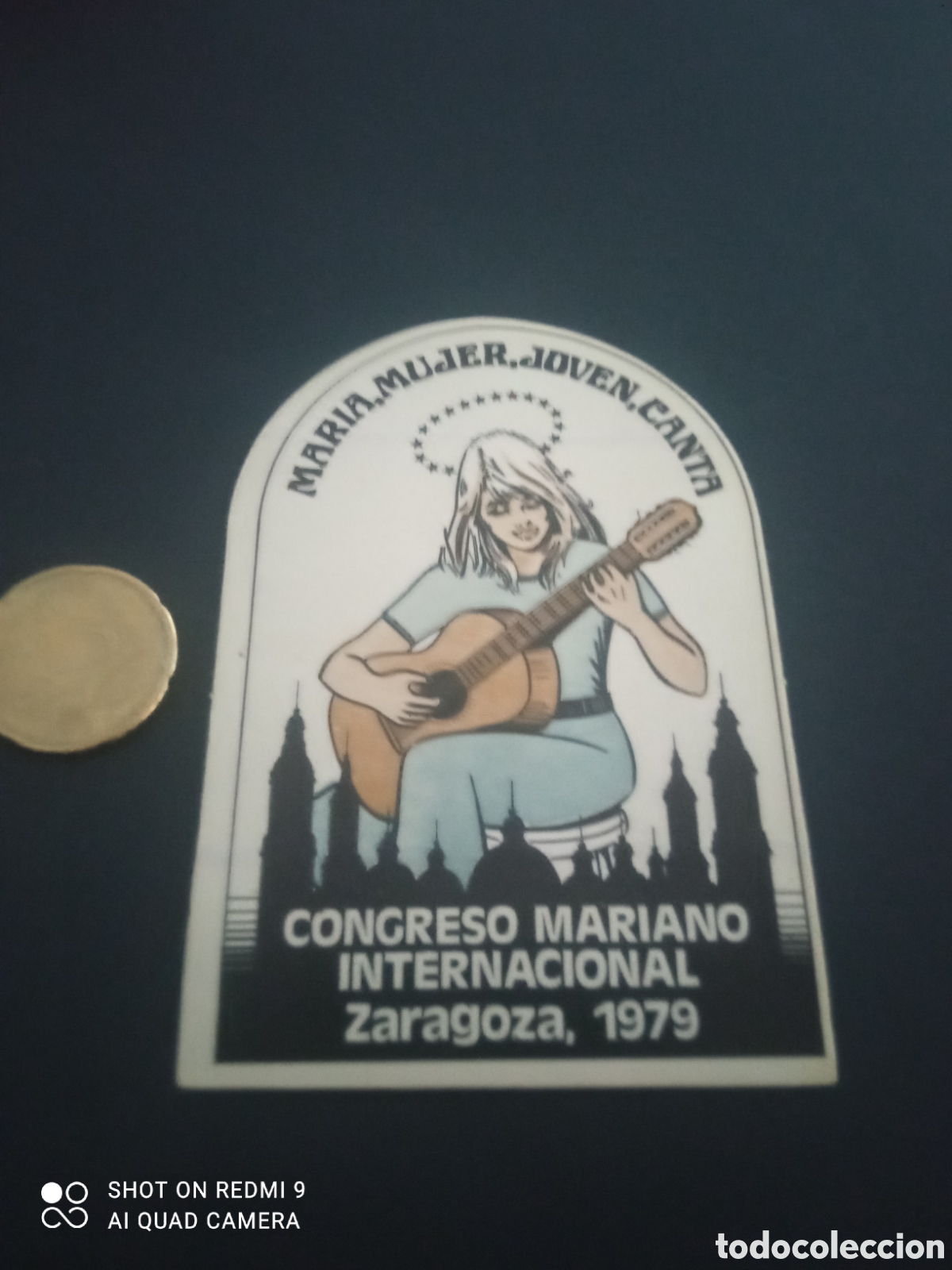 Pegatinas de colecci&oacute;n: PEGATINA A&Ntilde;OS 80s Mar&iacute;a mujer joven canta Zaragoza