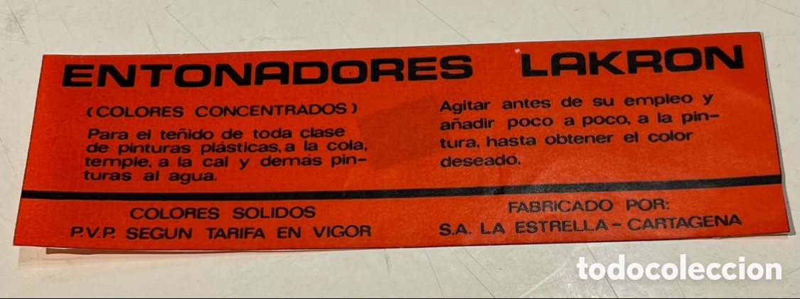 Pegatinas de colecci&oacute;n: Pegatina. Entonadores Lakron. Cartagena. Murcia. A&ntilde;os 70.