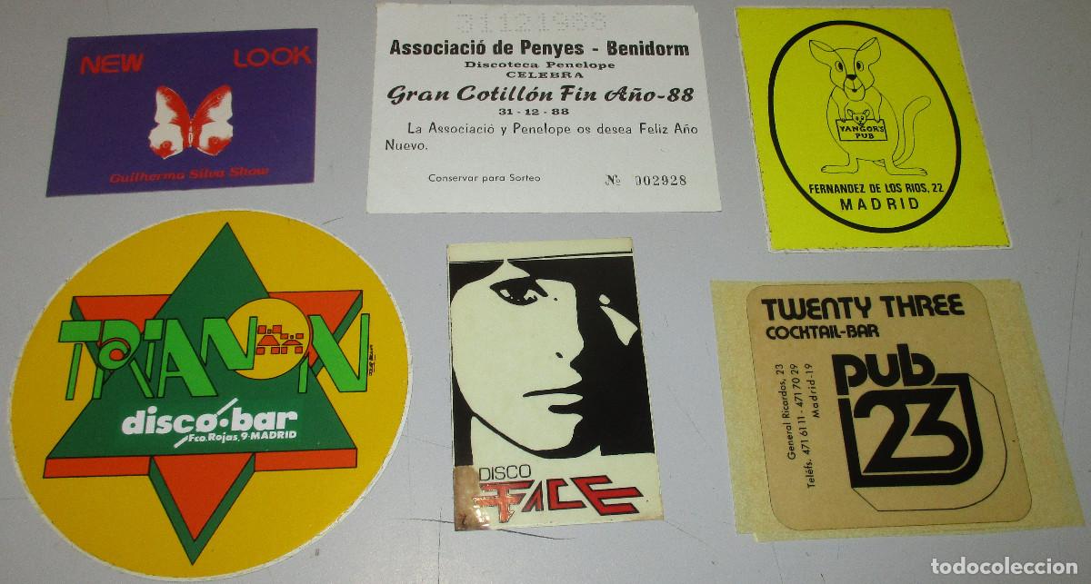 Sammlung von Aufklebern: Adhesivos pegatinas discotecas, Pub's, 80-90's Madrid, Benidorm, TRIANON, PENELOPE, NEW LOOK, FACE