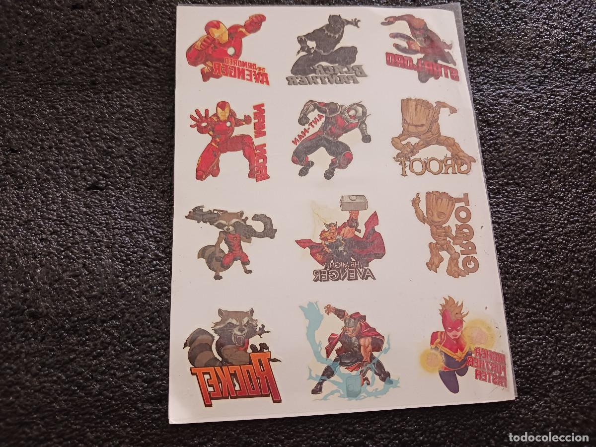 Pegatinas de colecci&oacute;n: calcomanias o tatuajes temporales de marvel 2021