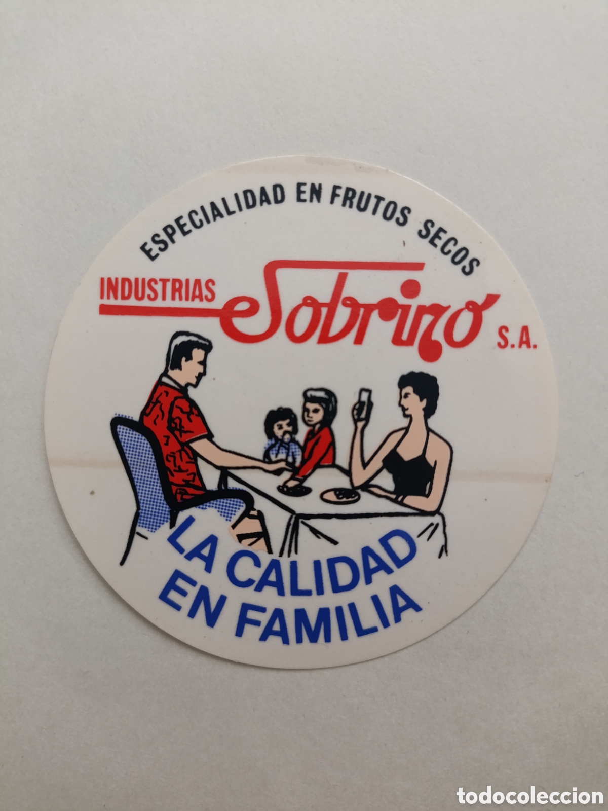 Pegatinas de colecci&oacute;n: INDUSTRIE SOBRIGO LA CALIDAD EN FAMILIA [ PEGATINA A&Ntilde;OS 80 ]