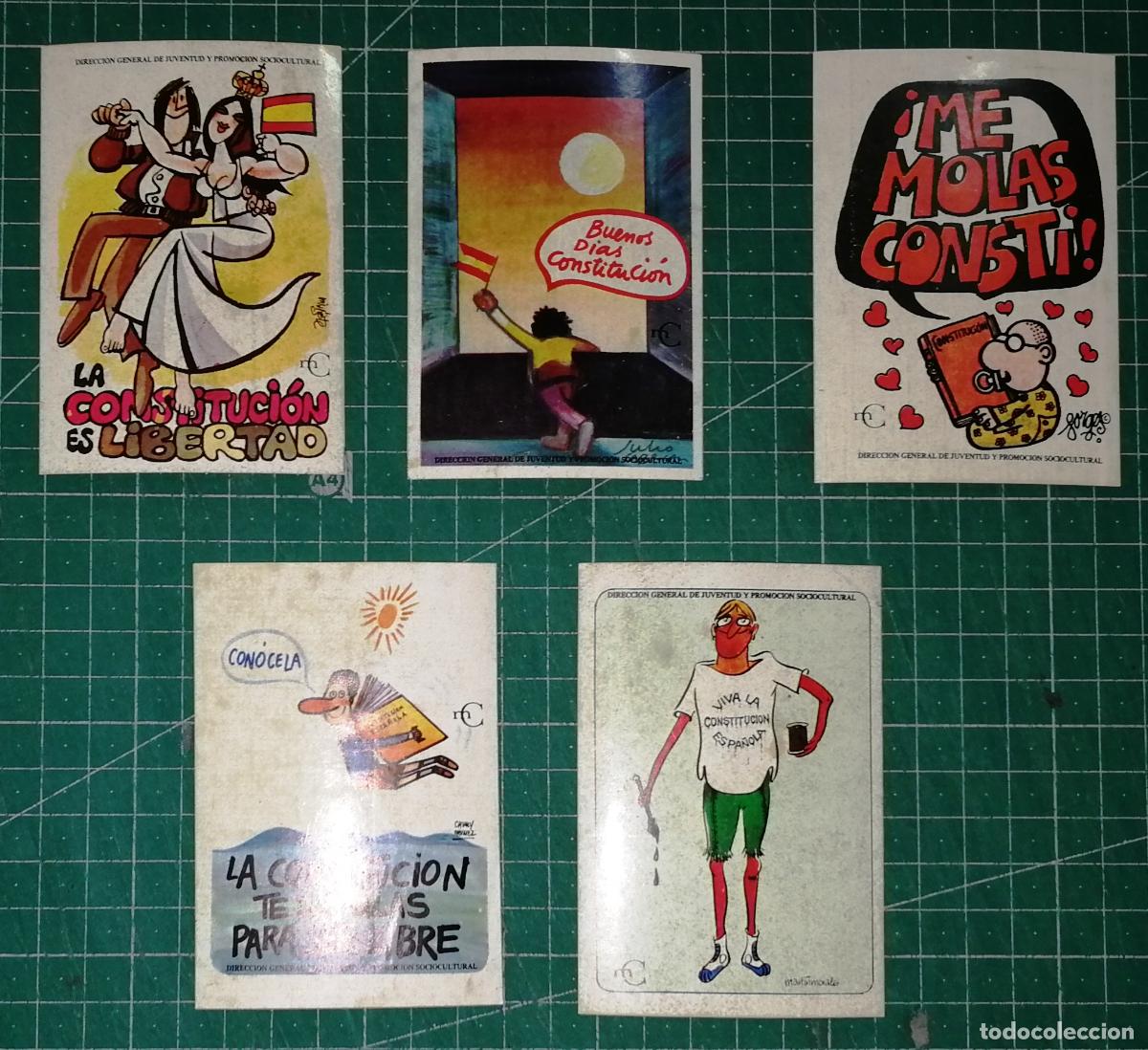 Pegatinas de colecci&oacute;n: LOTE 5 PEGATINAS ADHESIVOS. CONSTITUCI&Oacute;N ESPA&Ntilde;OLA / ilustr. Mingote, Martinmorales, Forges, Chumy...