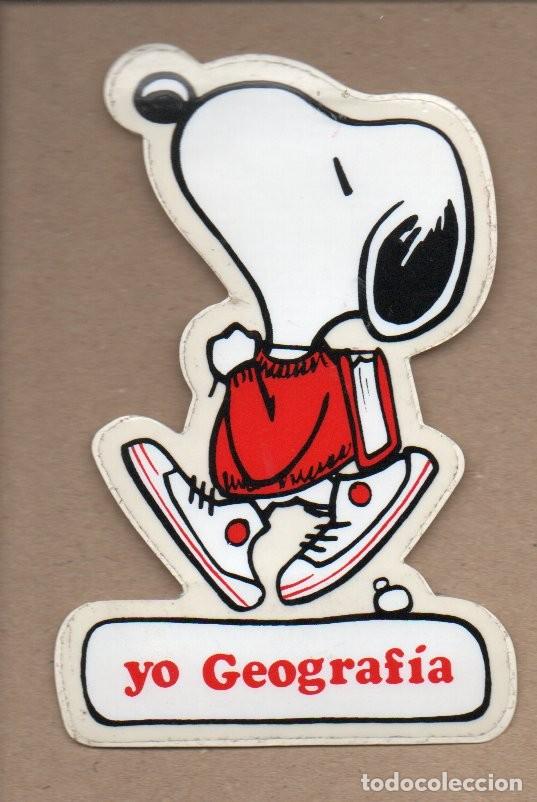 Adesivi di collezione: ANTIGUA PEGATINA DE SNOOPY - YO GEOGRAFIA. 12 X 7,8 CM. SIN PEGAR.