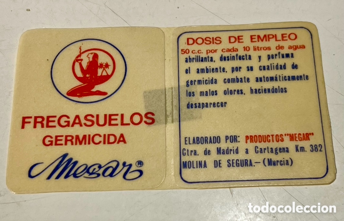 Pegatinas de colecci&oacute;n: Pegatina. Fregasuelos Germicida MEGAR. A&ntilde;os 70.