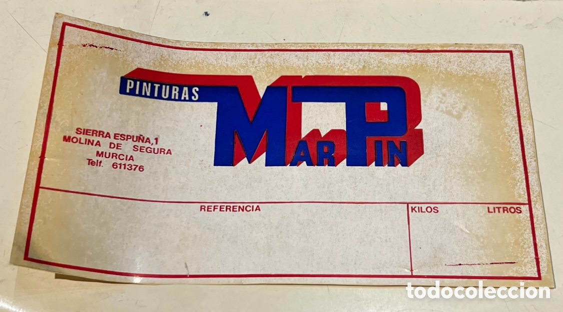 Pegatinas de colecci&oacute;n: Pegatina. Pinturas MarPin. Molina de Segura. Murcia. A&ntilde;os 70.