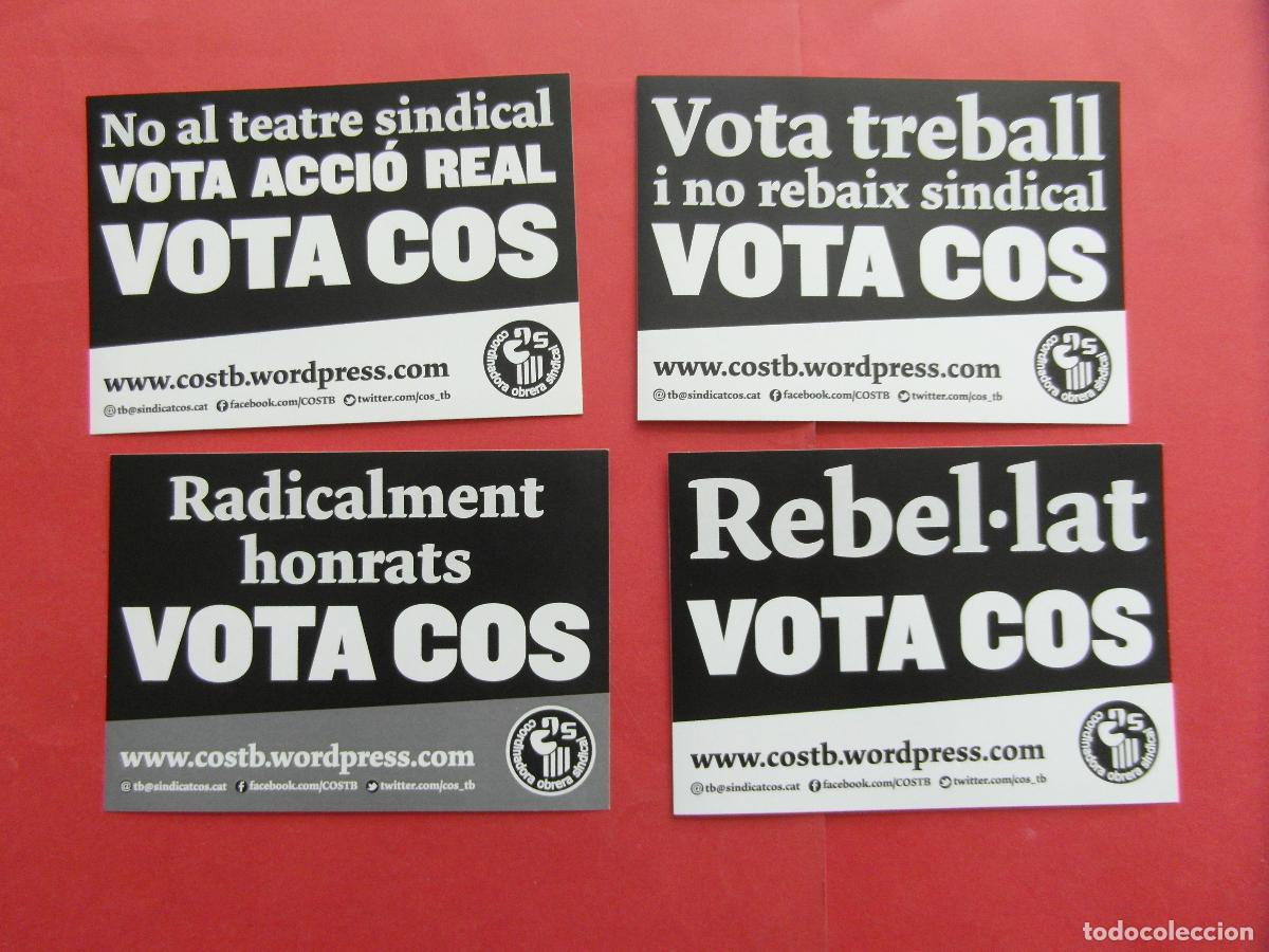 Collection stickers: PPEGATINA SIN USAR LOTE 4 COS COORDINADORA OBRERA AUTOBUSES DE BARCELONA - COL. TRANSPORTE SINDICATO