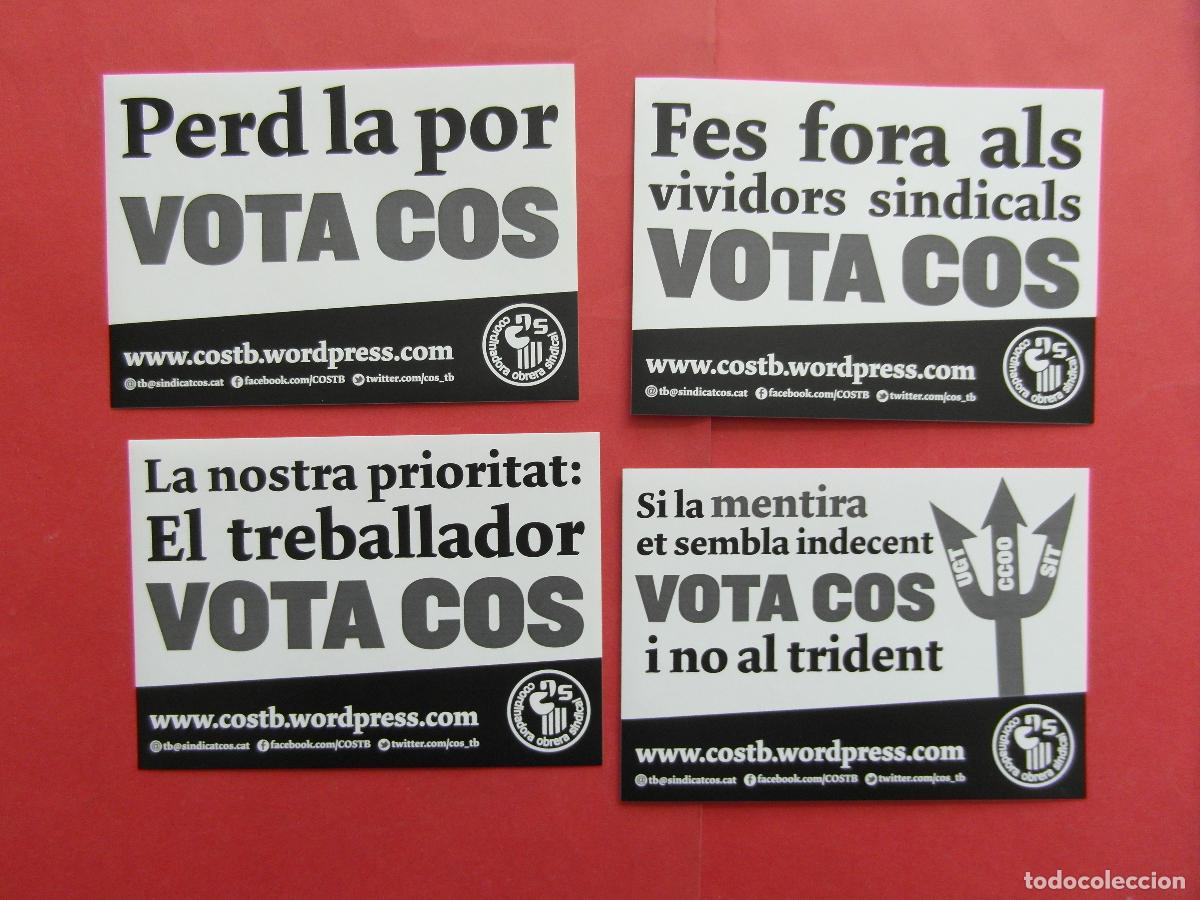 Pegatinas de colecci&oacute;n: PPEGATINA SIN USAR LOTE 4 COS COORDINADORA OBRERA AUTOBUSES DE BARCELONA - COL. TRANSPORTE SINDICATO