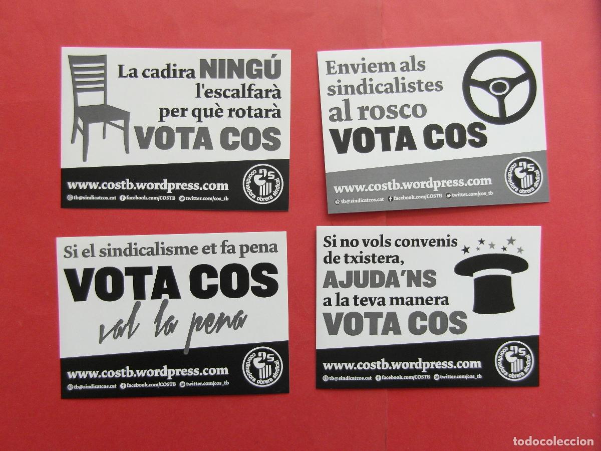 Pegatinas de colecci&oacute;n: PPEGATINA SIN USAR LOTE 4 COS COORDINADORA OBRERA AUTOBUSES DE BARCELONA - COL. TRANSPORTE SINDICATO