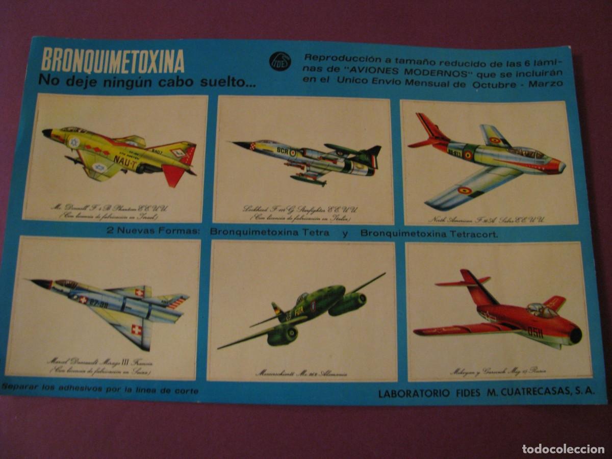 Pegatinas de colecci&oacute;n: HOJA, PEGATINAS, PUBLICIDAD BRONQUIMETOXINA. AVIONES MODERNOS.