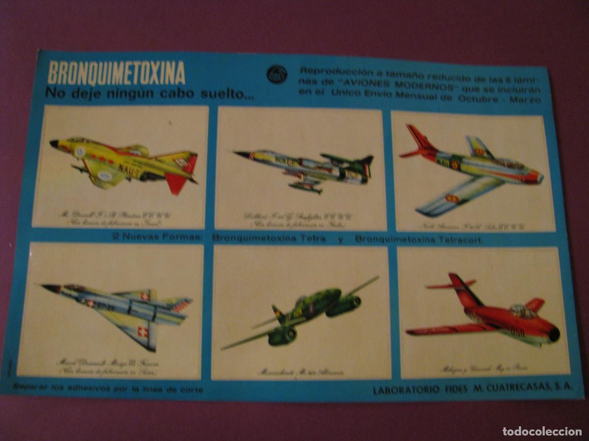 Pegatinas de colecci&oacute;n: HOJA, PEGATINAS, PUBLICIDAD BRONQUIMETOXINA. AVIONES MODERNOS.