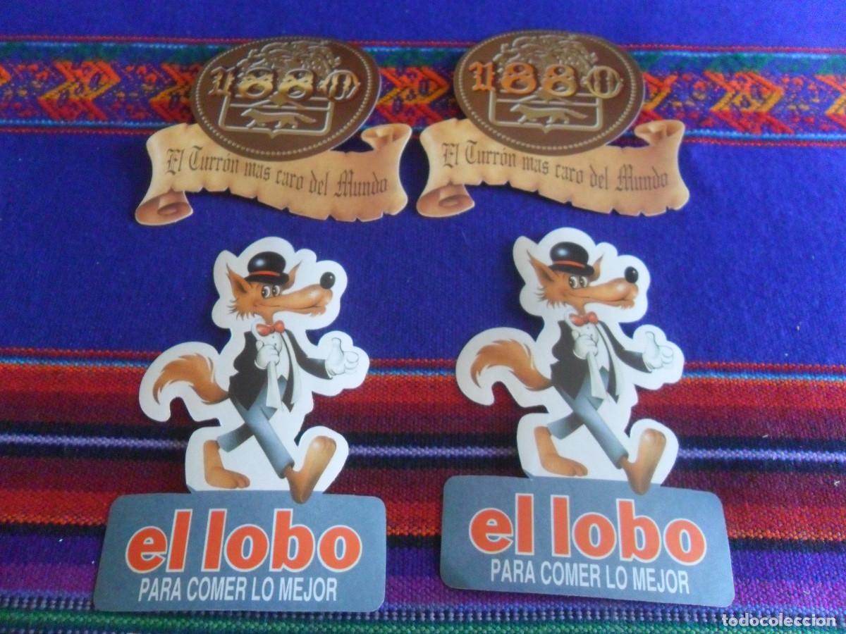 Pegatinas de colecci&oacute;n: 4 PEGATINA TURR&Oacute;N EL LOBO PARA COMER LO MEJOR Y 1880 EL M&Aacute;S CARO DEL MUNDO. A&Ntilde;OS 90.