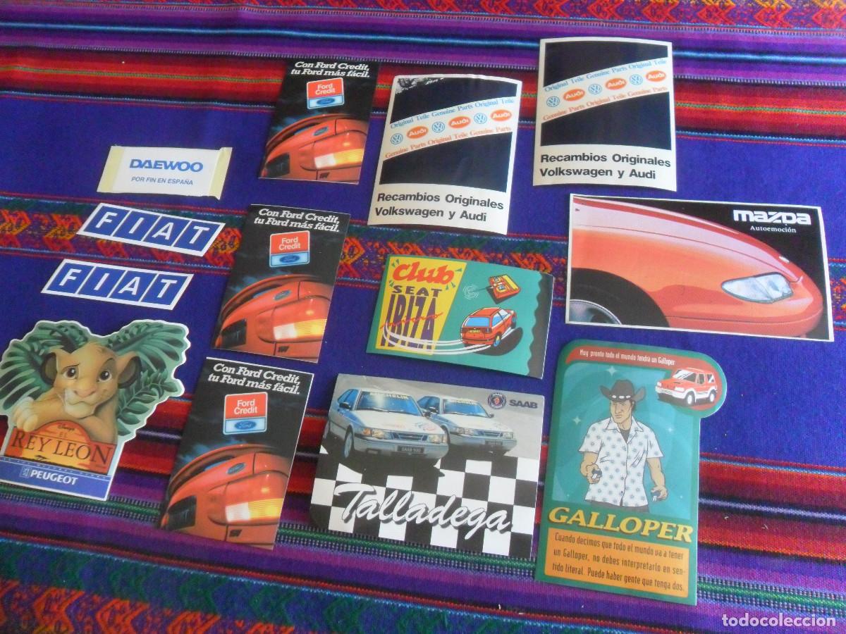 Pegatinas de colecci&oacute;n: 13 PEGATINA MARCAS DE AUTOM&Oacute;VILES A&Ntilde;OS 90 DAEWOO FIAT FORD PEUGEOT REY LE&Oacute;N SEAT SAAB GALLOPER MAZDA
