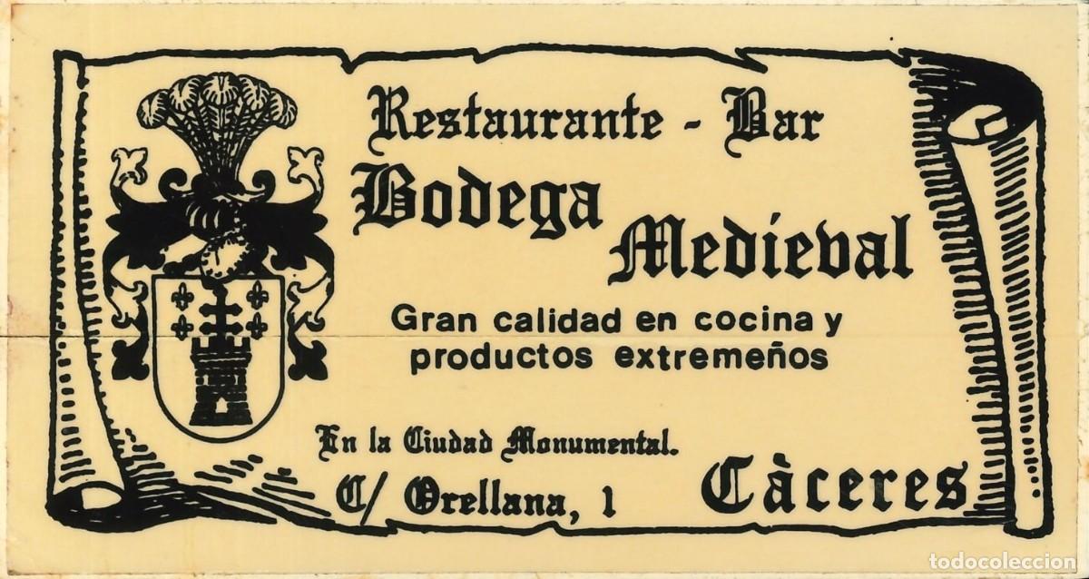 Pegatinas de colecci&oacute;n: PEGATINA - ADHESIVO - RESTAURACION - RESTAURANTE - BAR BODEGA MEDIEVAL (CACERES)