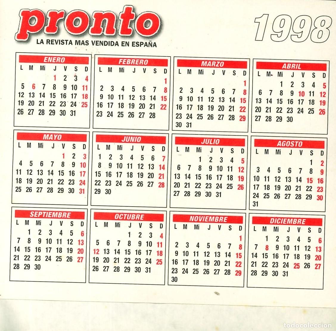 Pegatinas de colecci&oacute;n: PEGATINA - ADHESIVO - CALENDARIO - 1998 - REVISTA PRONTO