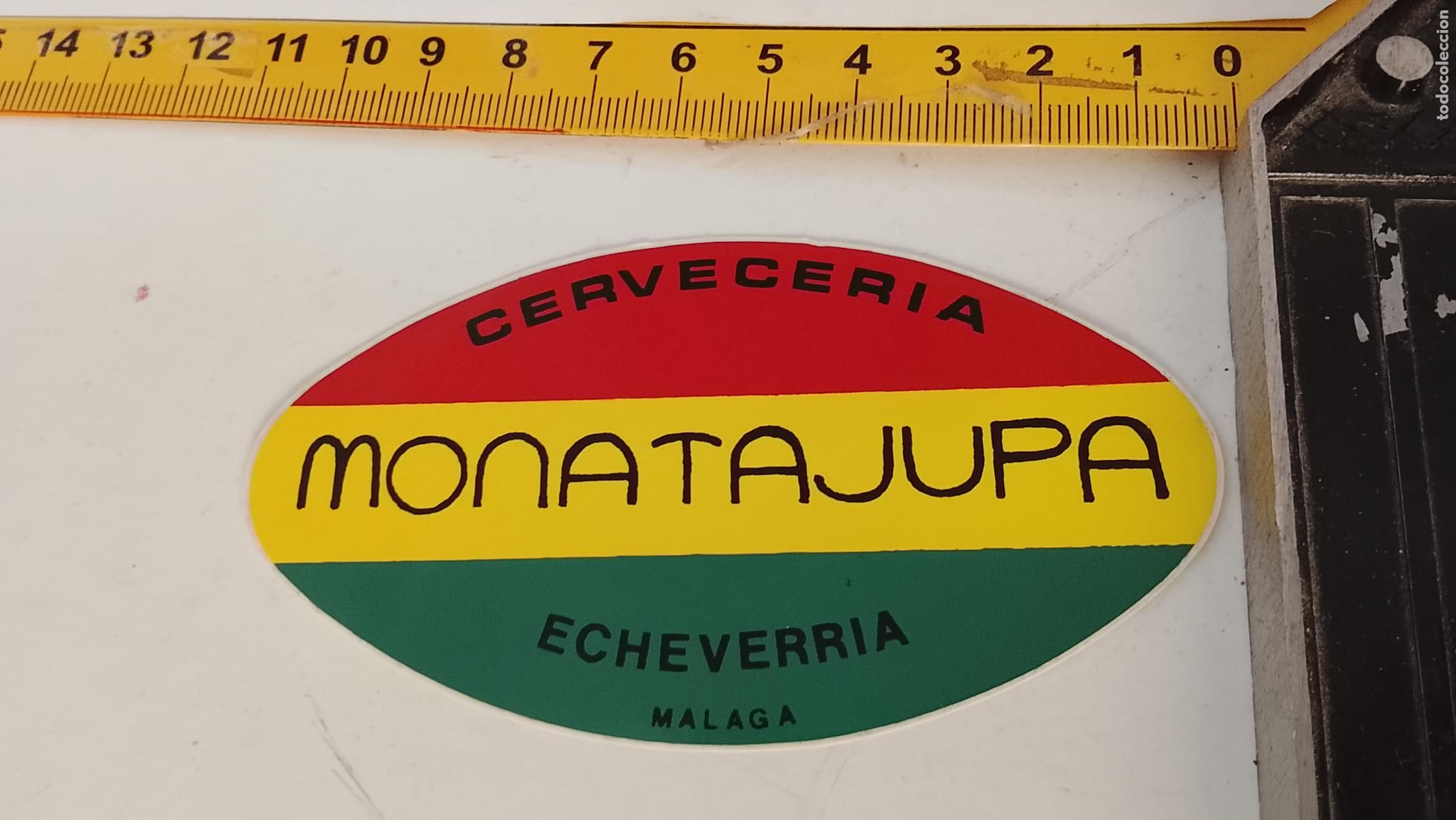 Adesivi di collezione: PEGATINA ANTIGUA CERVECERIA MONATAJUPA ECHEVERRIA MALAGA