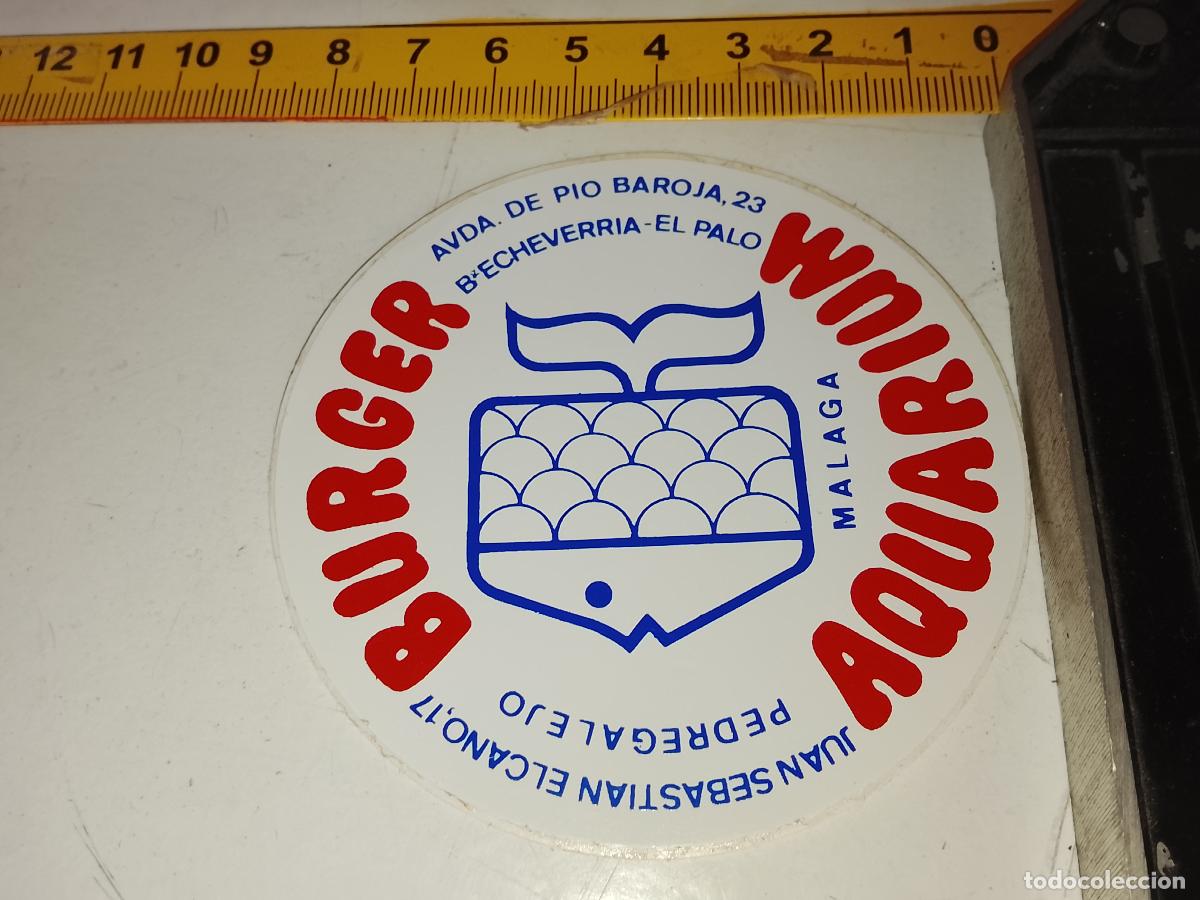 Pegatinas de colecci&oacute;n: PEGATINA ANTIGUA PARA BURGUER MALAGA AQUARIUM