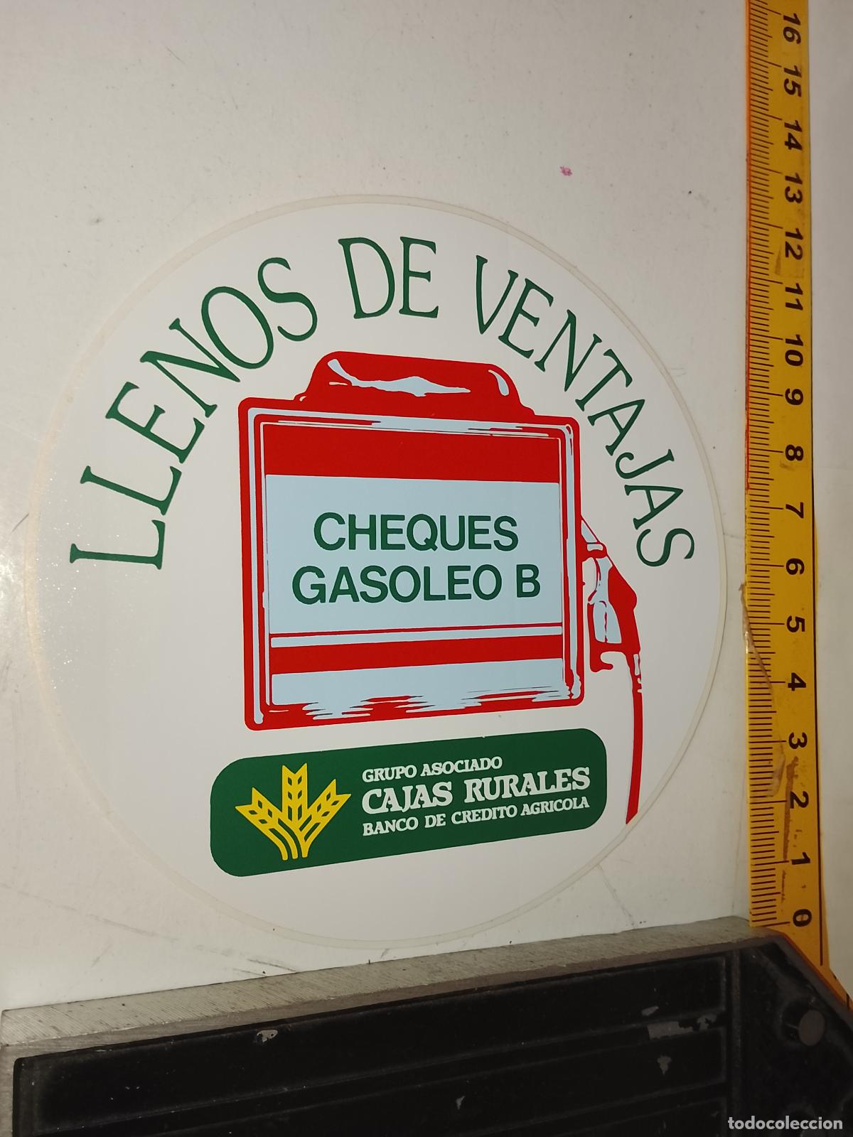 Pegatinas de colecci&oacute;n: PEGATINA ANTIGUA CHEQUES GASOLEO B CAJAS RURALES BANCO DE CREDITO AGRICOLA