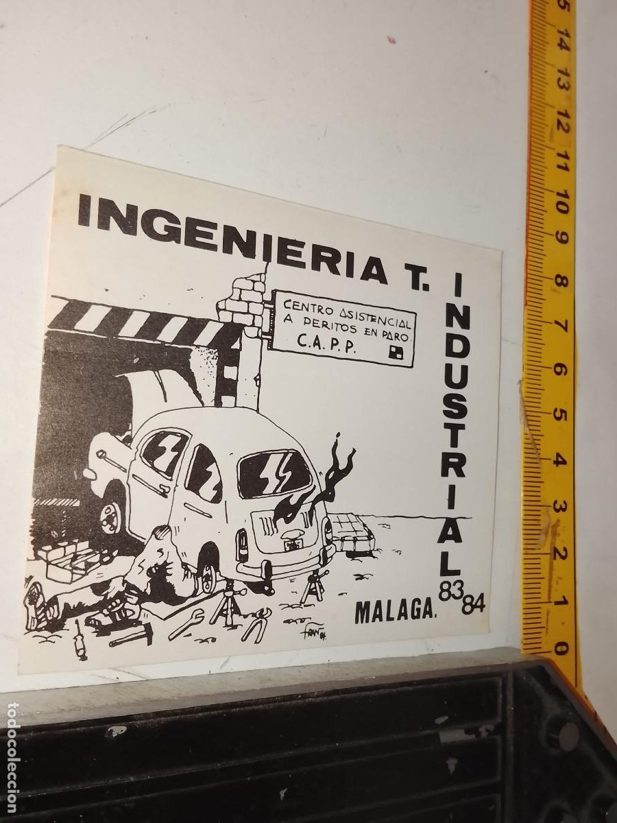 Pegatinas de colecci&oacute;n: PEGATINA AHDESIVA ANTIGUA - INGENIERIA INDUSTRIAL 1983 1984 MALAGA C.A.P.P PERITOS