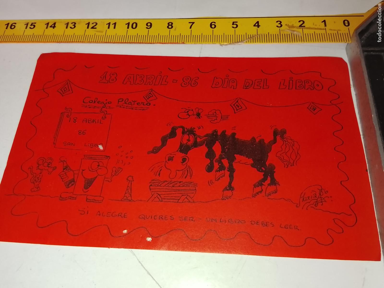 Pegatinas de colecci&oacute;n: PEGATINA AHDESIVA ANTIGUA - DIA DEL LIBRO COLEGIO PLATERO 1986