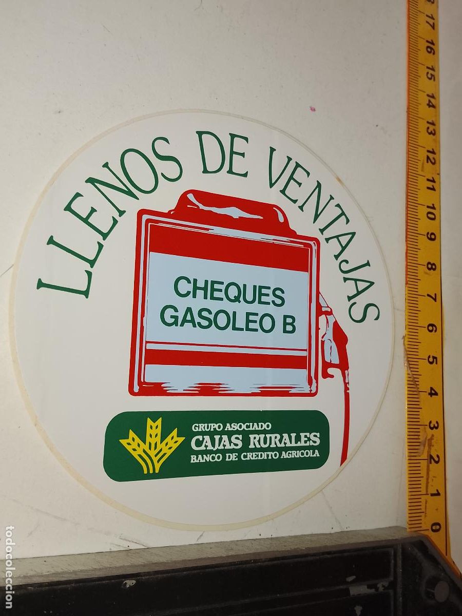 Pegatinas de colecci&oacute;n: PEGATINA AHDESIVA ANTIGUA - CAJAS RURALES BANCO CREDITO AGRICOLA CHQUES GASOLEO