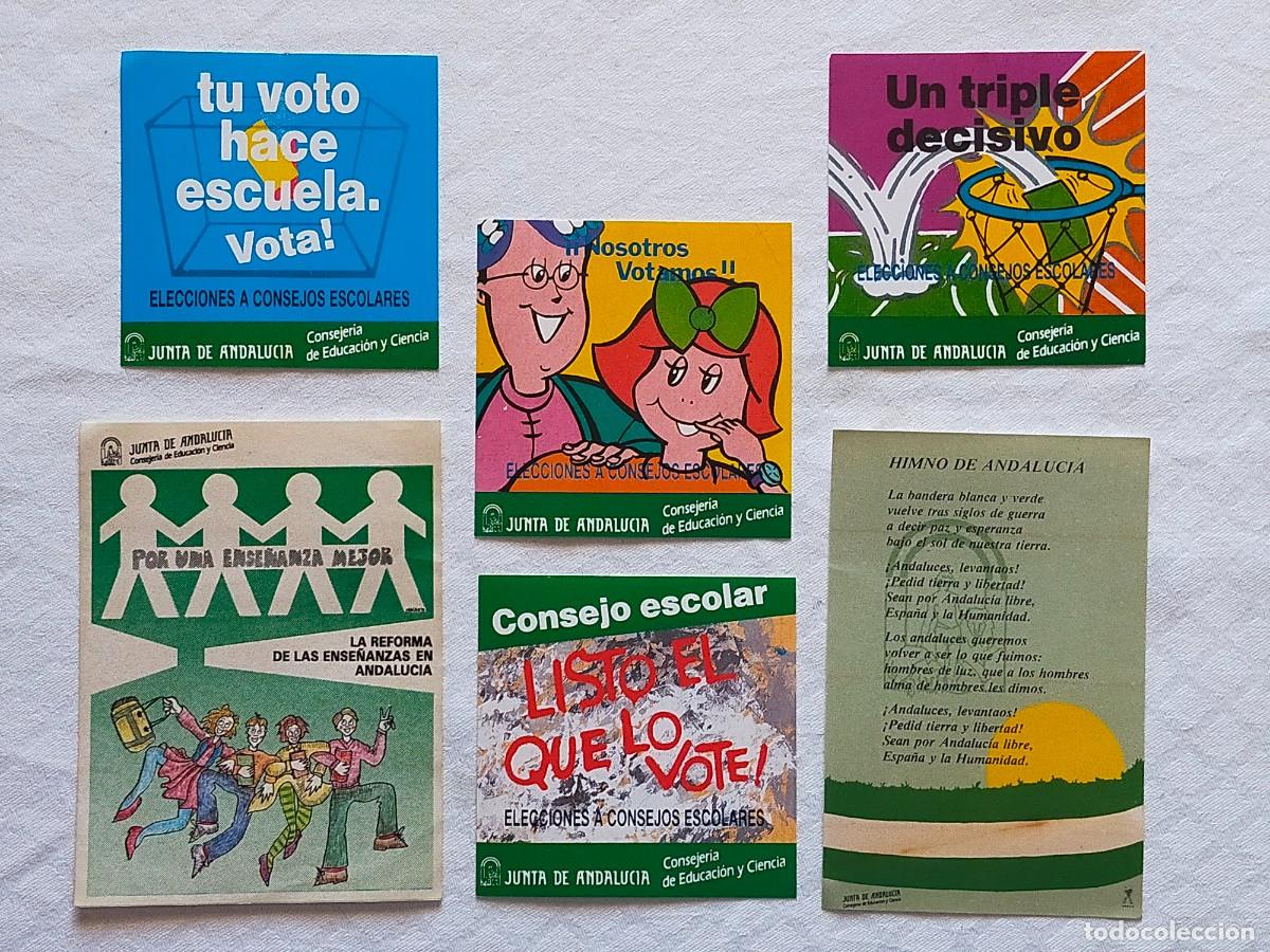 Pegatinas de colecci&oacute;n: Pegatinas: JUNTA DE ANDALUCIA -- Lote de 6 pegatinas nunca pegadas (Consejos escolares, himno..)