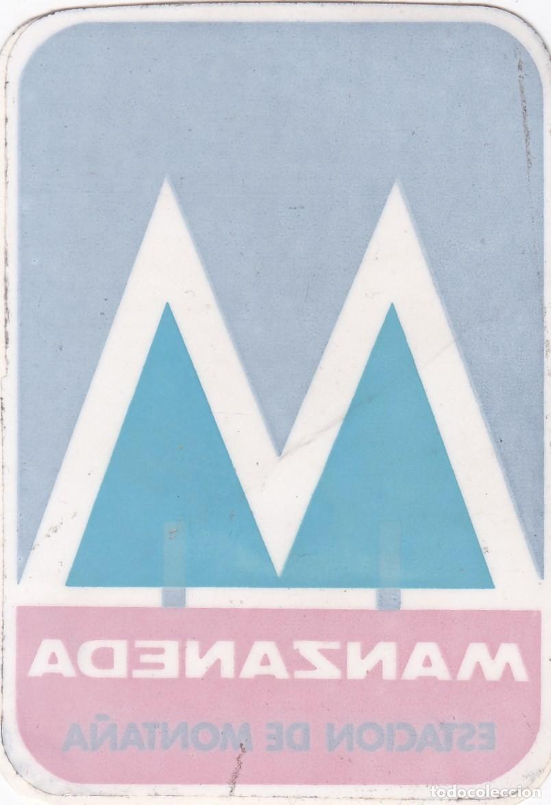 Pegatinas de colecci&oacute;n: PEGATINA MANZANEDA. ESTACION DE MONTA&Ntilde;A - INVERSA O DE CRISTAL