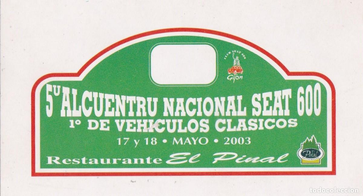 Pegatinas de colecci&oacute;n: PEGATINA 5&ordm; ALCUENTRU NACIONAL SEAT 600. 1&ordm; DE VEH&Iacute;CULOS CL&Aacute;SICOS. MAYO 2003