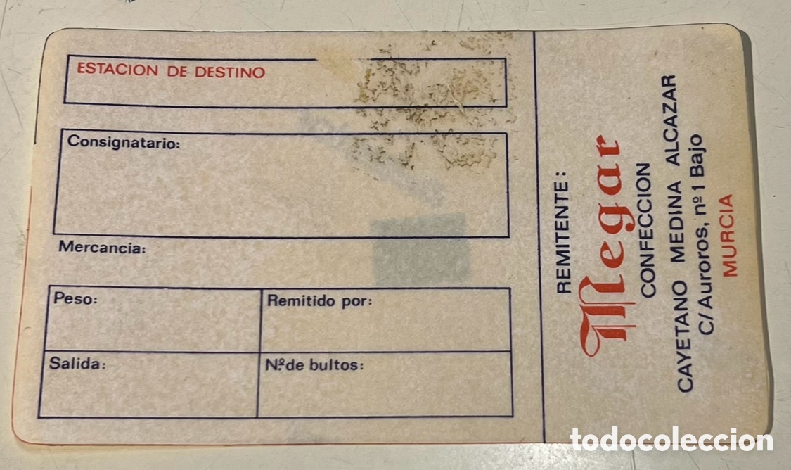 Pegatinas de colecci&oacute;n: Pegatina. MEGAR. Para env&iacute;o de mercanc&iacute;as. A&ntilde;os 70.
