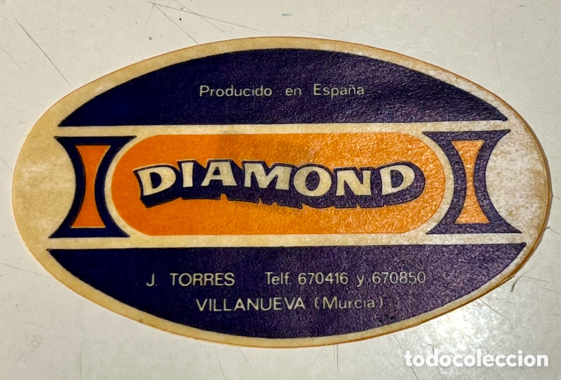 Pegatinas de colecci&oacute;n: Pegatina. Conservas DIAMOND. Villanueva. Murcia. A&ntilde;os 70.