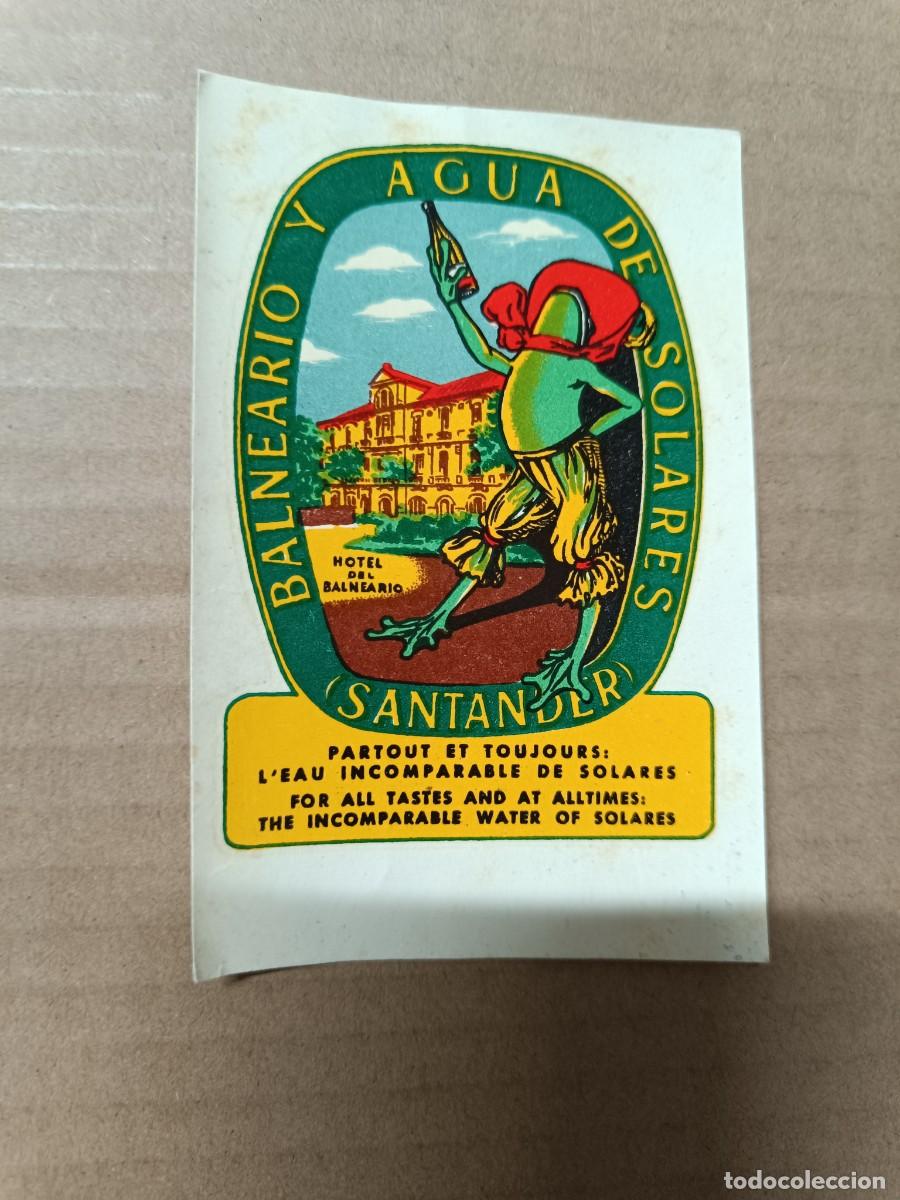 Pegatinas de colecci&oacute;n: ANTIGUA CALCOMANIA, PEGATINA ADHESIVO, BALNEARIO Y AGUA DE SOLARES, SANTANDER -S1