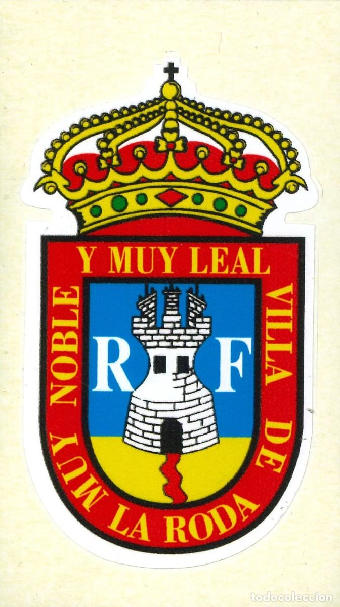 Pegatinas de colecci&oacute;n: PEGATINA - ADHESIVO - BANDERA - ESCUDO HERALDICO - CASTILLA LA MANCHA - LA RODA (ALBACETE)