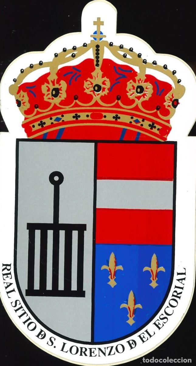 Pegatinas de colecci&oacute;n: PEGATINA - ADHESIVO - BANDERA - ESCUDO HERALDICO - COMUNIDAD MADRID - SAN LORENZO DE EL ESCORIAL