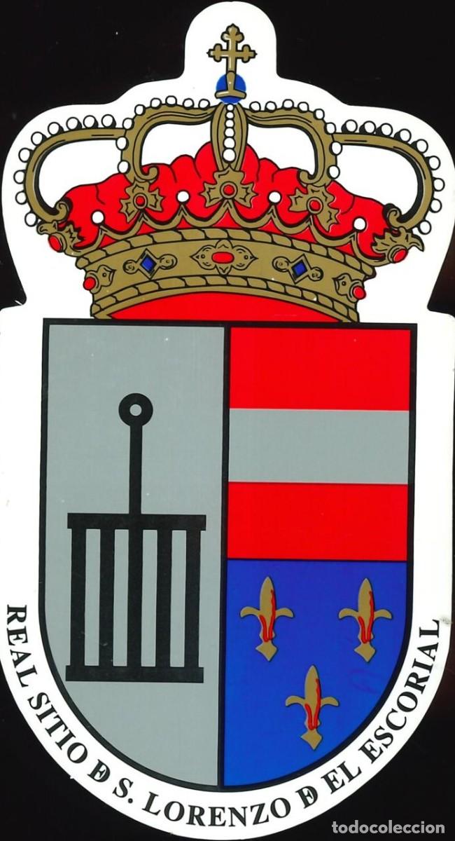 Pegatinas de colecci&oacute;n: PEGATINA - ADHESIVO - BANDERA - ESCUDO HERALDICO - COMUNIDAD MADRID - SAN LORENZO DE EL ESCORIAL
